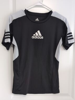 adidas Black & Light Gray Kids Athletic Tee